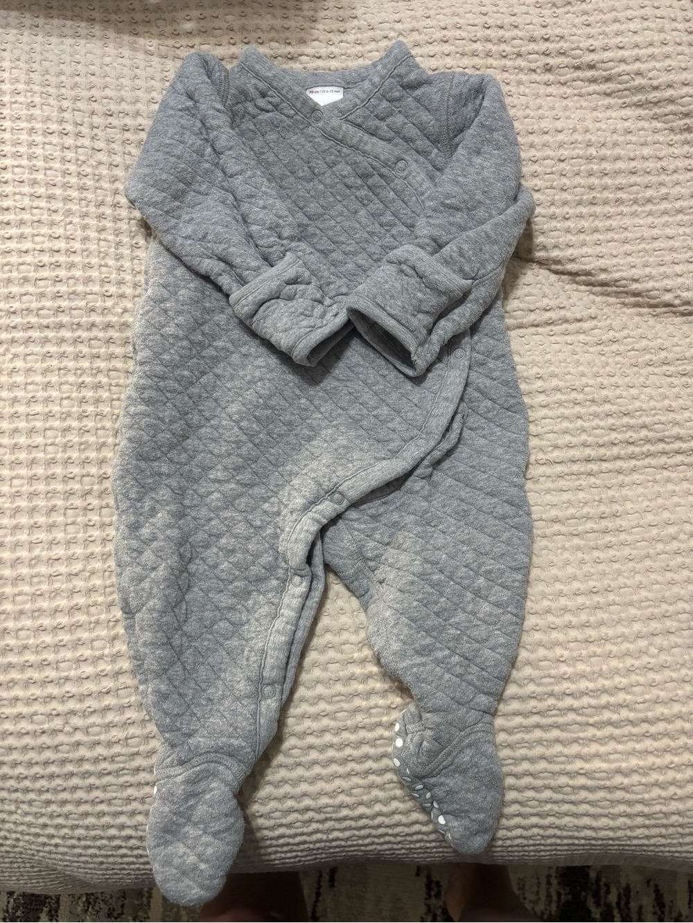 Hanna Andersson Gray Quilted Footed One-Piece